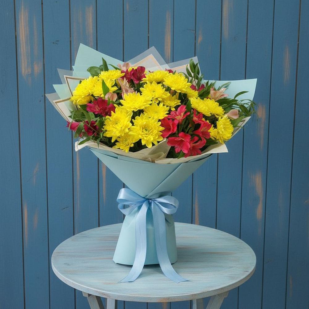 Букет цветов из: Альстромерии и Хризантемы в Верховажье