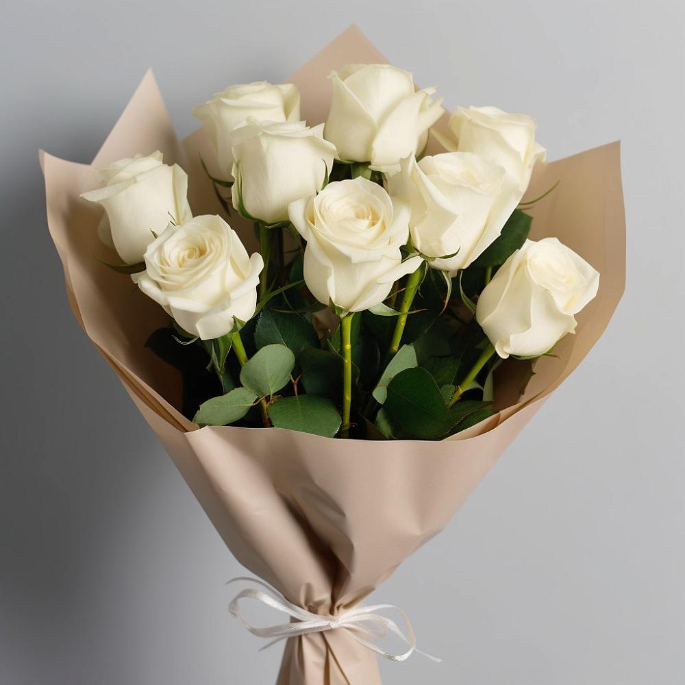 Букет 9 Белых роз Эдлесс Лав в Верховажье