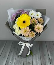 Букет цветов из:  Розы, Герберы и Хризантемы в Верховажье