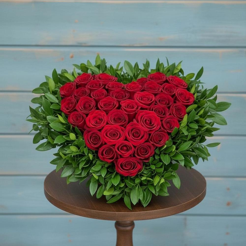 Цветочная композиция из Розы в виде сердца в Верховажье