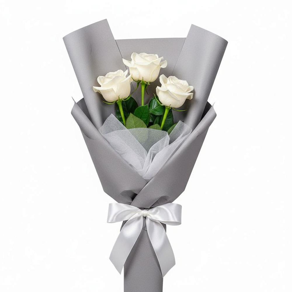 Букет 3 белые розы в Верховажье