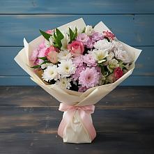 Букет цветов из:  Хризантемы, Альстромерии и Розы в Верховажье