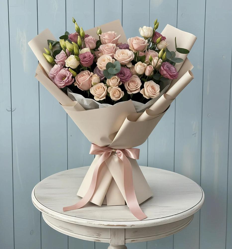 Букет цветов из: Розы и Лизиантусы в Верховажье