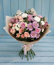 Букет цветов из:  Хризантемы, Розы и Альстромерии в Верховажье