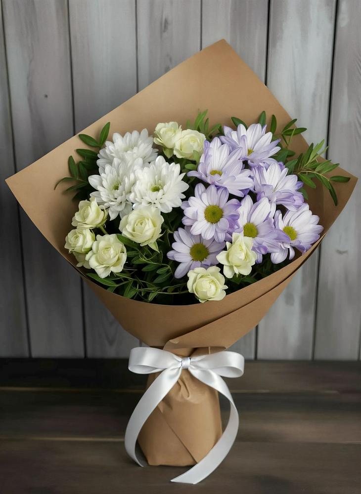 Букет цветов из: Хризантемы и Розы в Верховажье